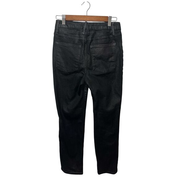 Good American Good Classic Coated Black Straight Leg Jeans Size 6/28 Stretch - Picture 4 of 11